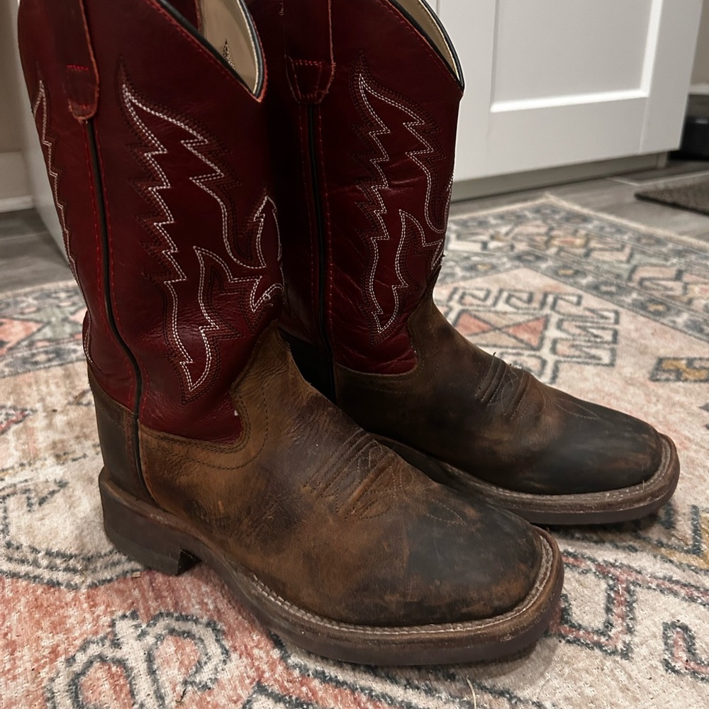 Kids Western Brown and Red Boots